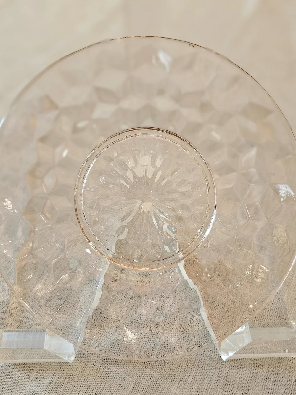 Vintage Jeannette Cube Cubist Pink Depression Glass Bread Dessert Plate 6